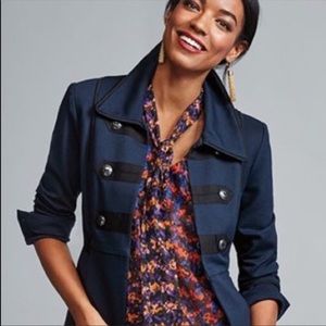 Cabi Navy and Black Clasp Closure Jacket